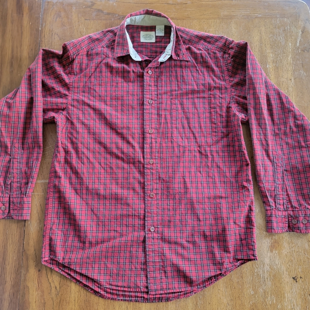 Vintage G.H. Bass & Co. Men's Red Plaid Button Down Shirt - Size Small
